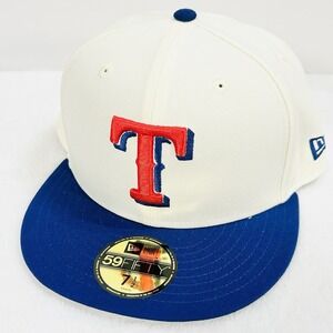 New Era Texas Rangers 2-Tone 59FIFTY Fitted Hat Cap 7 1/2 Off White MLB